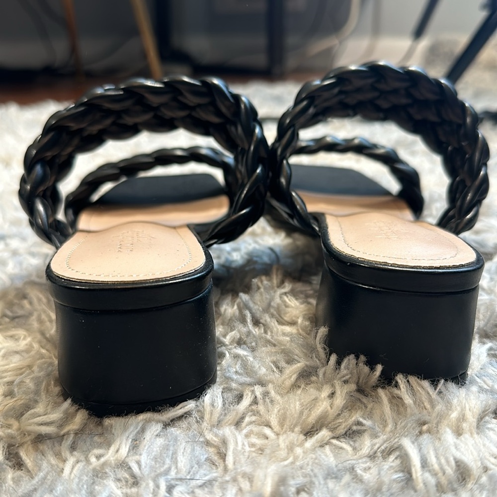 Charlotte Russe black braided open toe square heel size 8 lightly worn - Picture 2 of 4